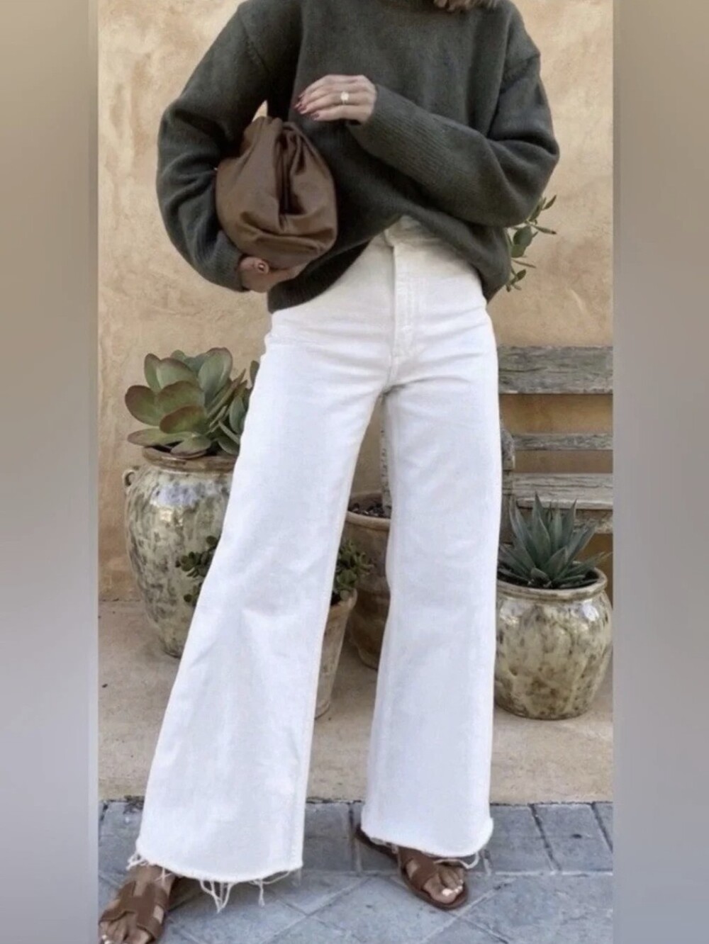 ZARA The Marine Straight White Wide Leg Jeans Size 6 NWT